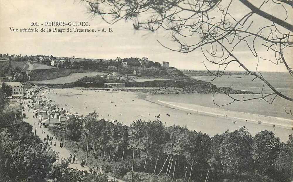 Perros-Guirec — Allgemeiner Blick auf den Strand von Trestraou — A. B. n° 101 - Vorderseite