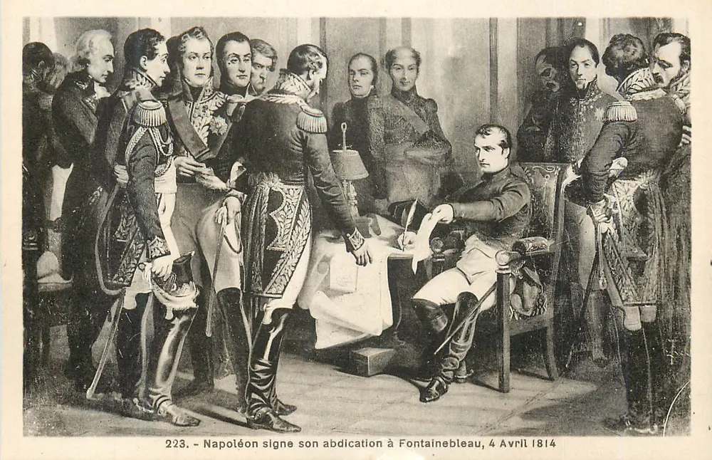 Napoleon unterschreibt seine Abdichtung in Fontainebleau — 4. April 1814 — Verlag: Nr. 223 - Vorderseite