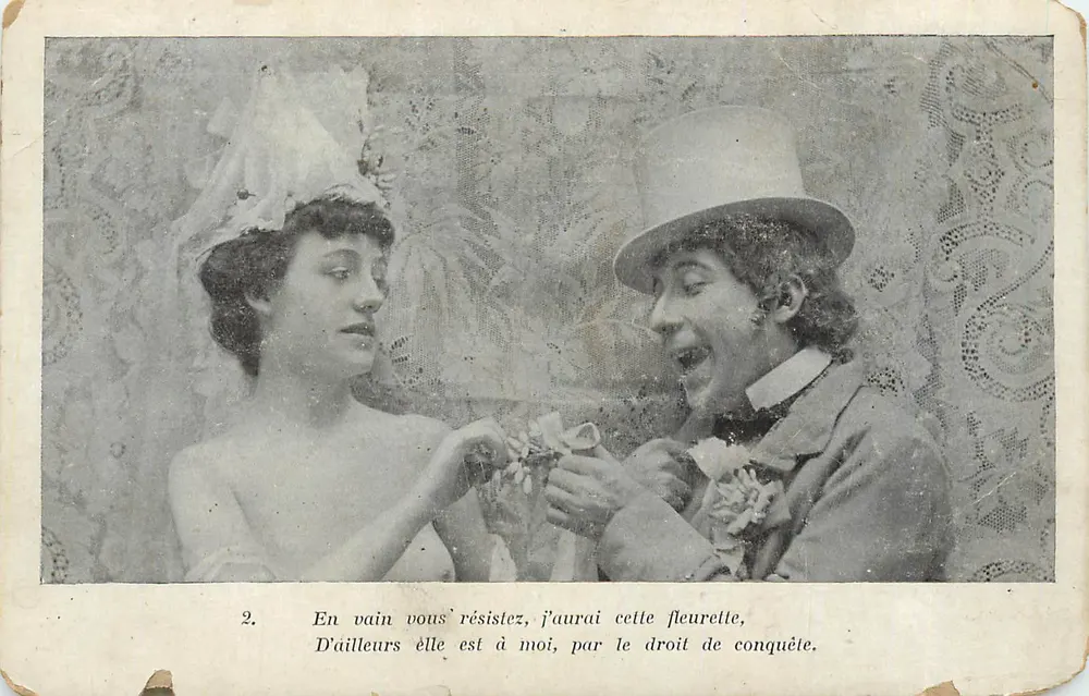 Jovem casal em cena — cena de sedução — editor desconhecido, n°2 - Frente