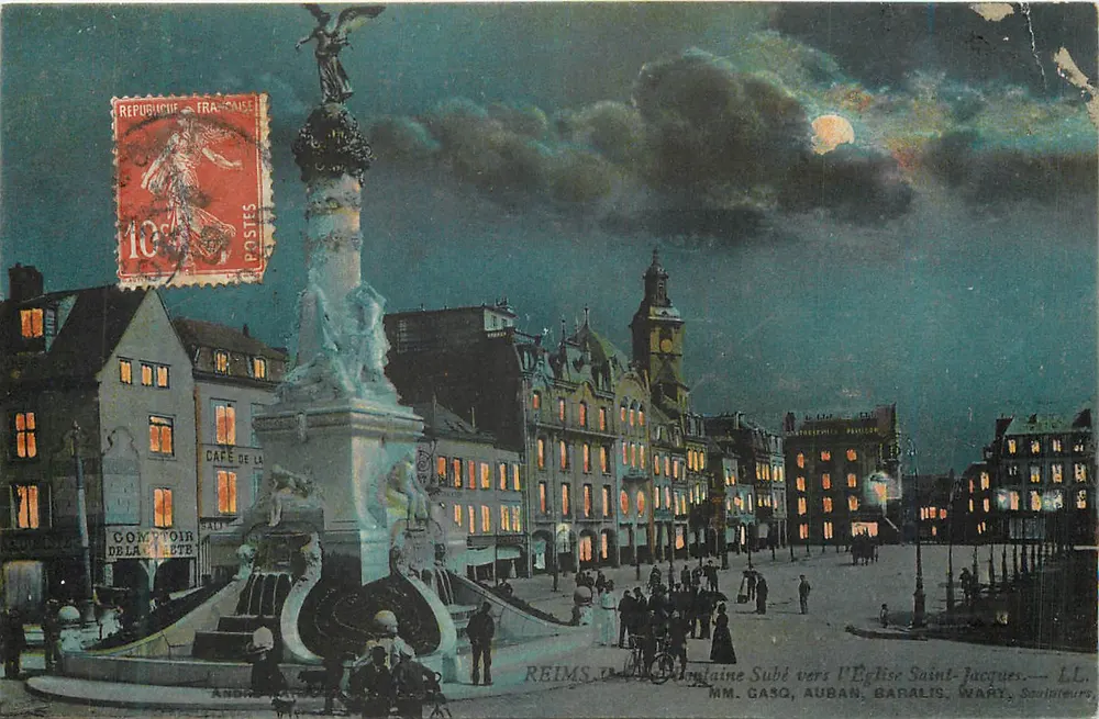 Reims — Place de la République unter dem Mond — LL - Vorderseite