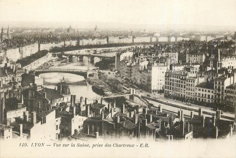 LYON — Ansicht über die Saône, aufgenommen von den Chartreux — E.R. - Vorderseite