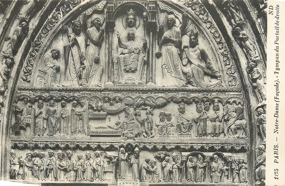 Notre-Dame de Paris — Rechter Portal (Fassade) — Tympan - Vorderseite