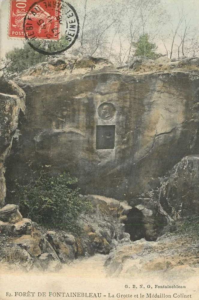 Wald von Fontainebleau — Die Höhle und das Medaillon Colinet — G. B. N. G. Fontainebleau - Vorderseite