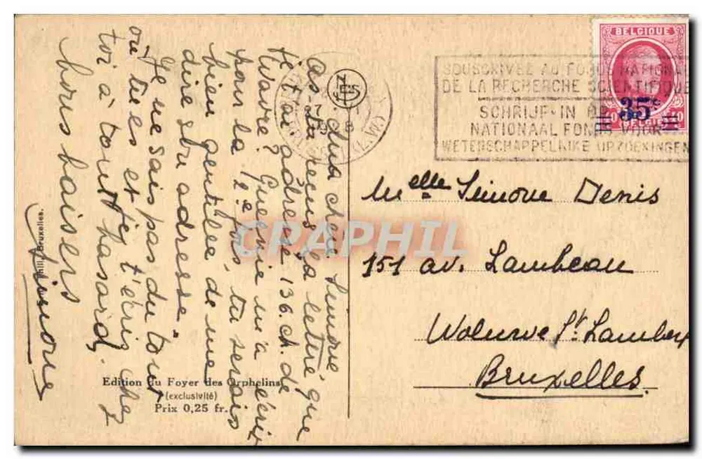 Altes Mühle nahe Brügge — Foto von A. Hallut — Édition du Foyer des Orphelins - Rückseite
