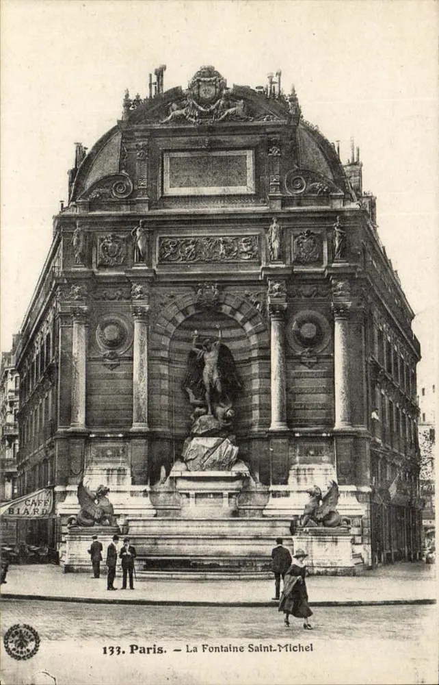 Paris — Fonte Saint-Michel — Imp. Phot. L'Abellie - Frente