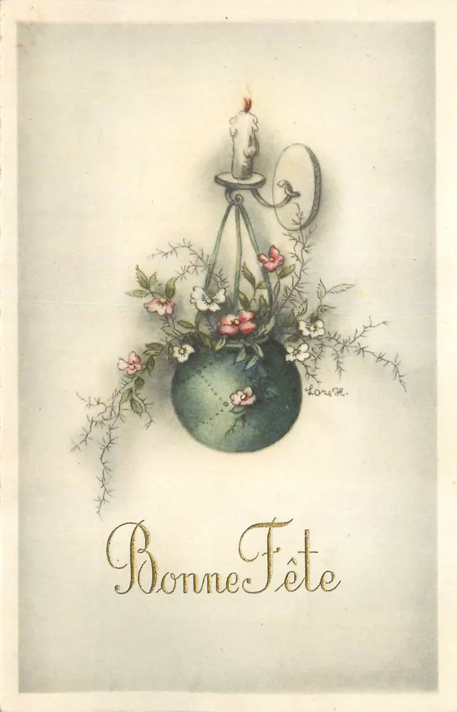 Bola de Natal decorada — Velas e flores — Lorek - Frente