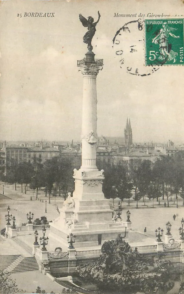 Bordeaux — Monumento das Girondinas — editor desconhecido, número de série 25 - Frente
