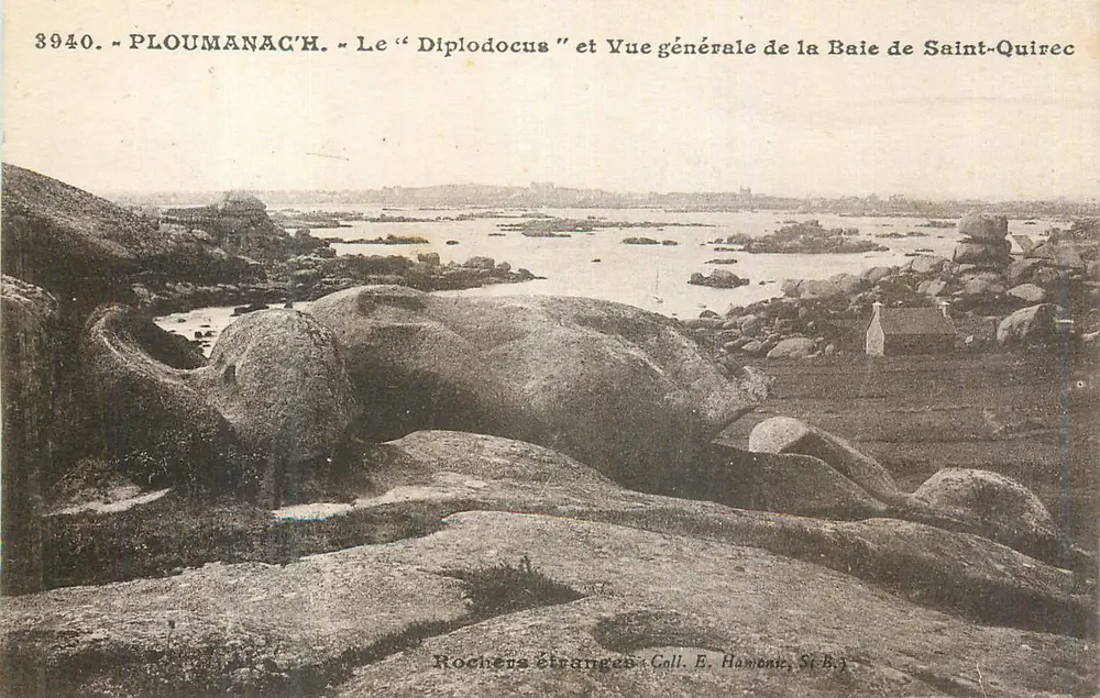 Ploumanac'h — Der "Diplodocus" und allgemeine Blick auf die Bucht von Saint-Quirec — Merkwürdige Felsen, Sammlung E. Hamonik, St-B. - Vorderseite