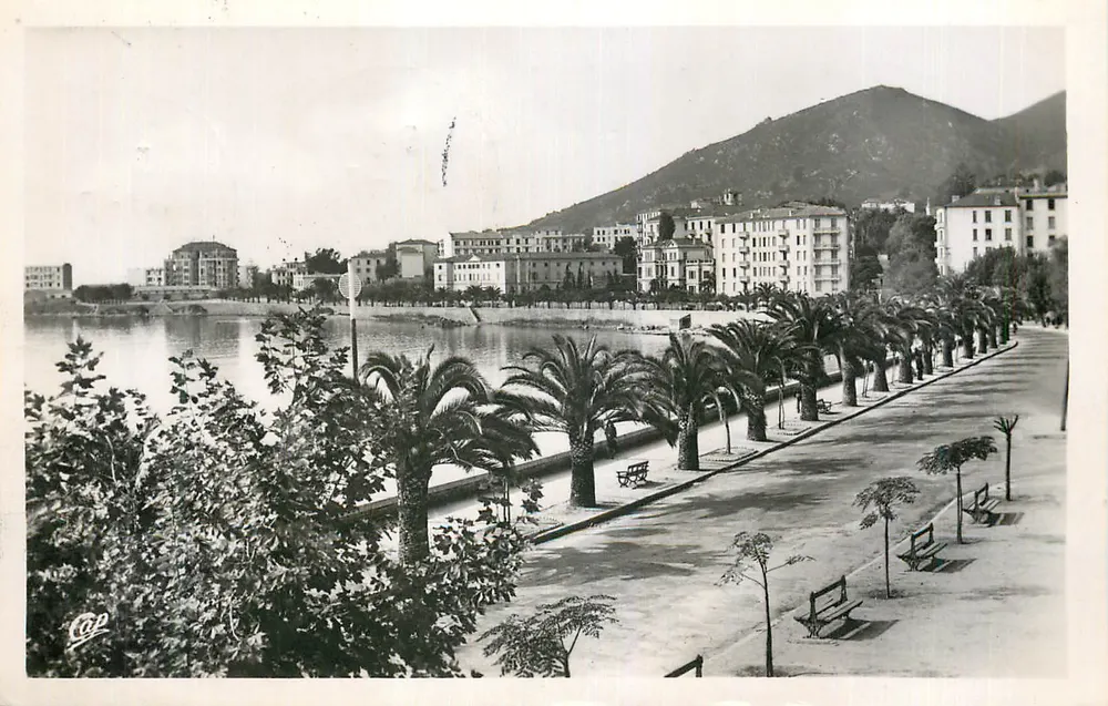 Vista do lago de Sainte-Croix — passeio cercado de palmeiras — editor C.P. n° 22 - Frente