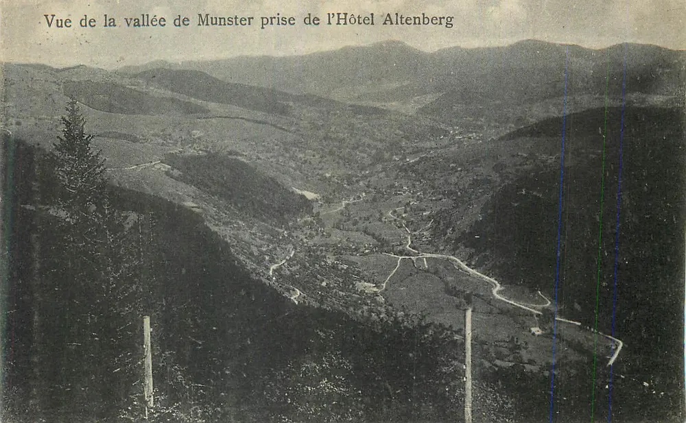 Ausblick auf das Tal von Munster vom Hotel Altenberg — Verlag und Seriennummer nicht lesbar - Vorderseite