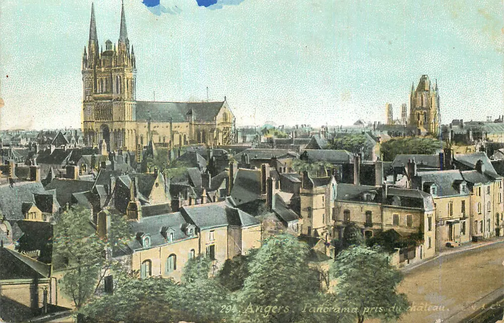 Angers — Panorama tirado do castelo — editor desconhecido, n° 296 - Frente
