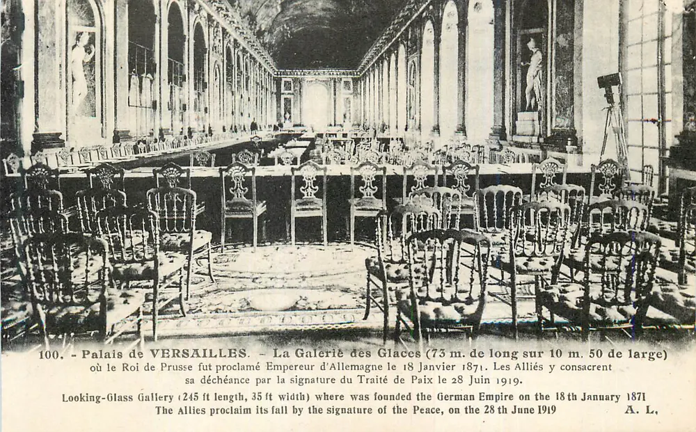 Schloss VERSAILLES — Die Galerie der Spiegel (73 m. lang und 10 m. 50 breit) — A. L. - Vorderseite