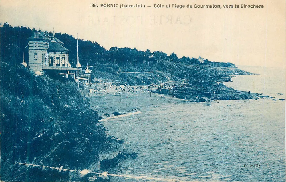 Pornic (Loire-Inf) — Küste und Strand von Gourmalon, in Richtung Birochère — Ansichtskarte Nr. 136 - Vorderseite