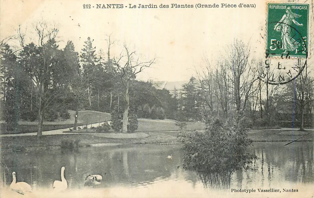 NANTES - Der Botanische Garten (Große Wasserfläche) — Phototypie Vassellier, Nantes, Nr. 212 - Vorderseite