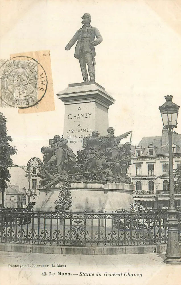 Estátua do Geral Chanzy — Le Mans — Fototipia J. Bouveret - Frente