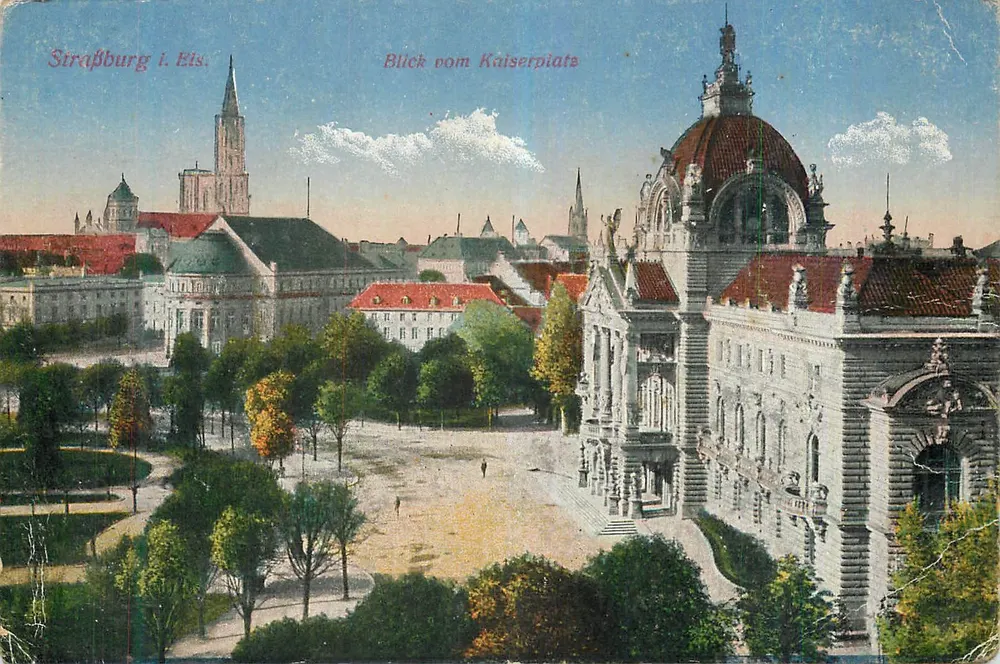 Strasbourg i. Eis. — Vista do Kaiserplatz — editor e número de série ilegíveis - Frente