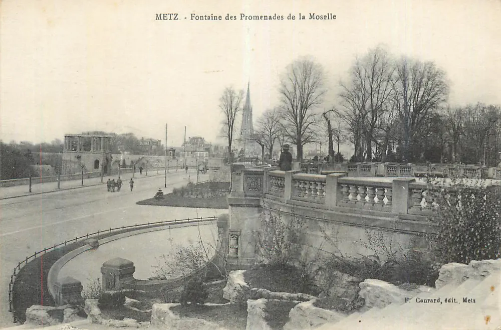 Metz - Fontäne der Mosel-Promenaden — F. Conrard, Verlag Meta - Vorderseite