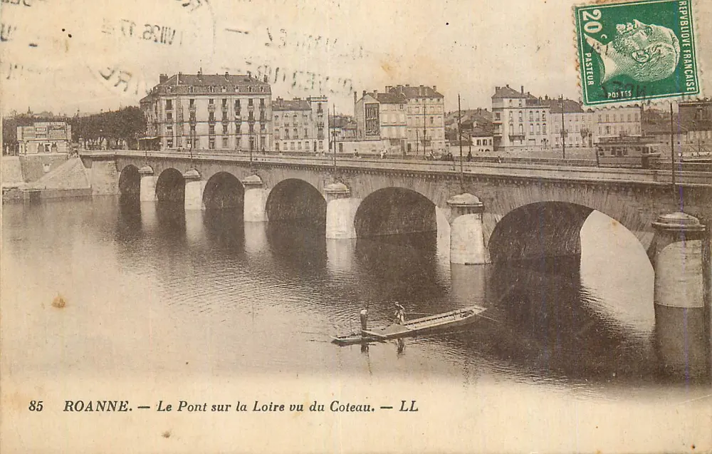 Roanne — Die Brücke über die Loire vom Coteau aus gesehen — LL - Vorderseite
