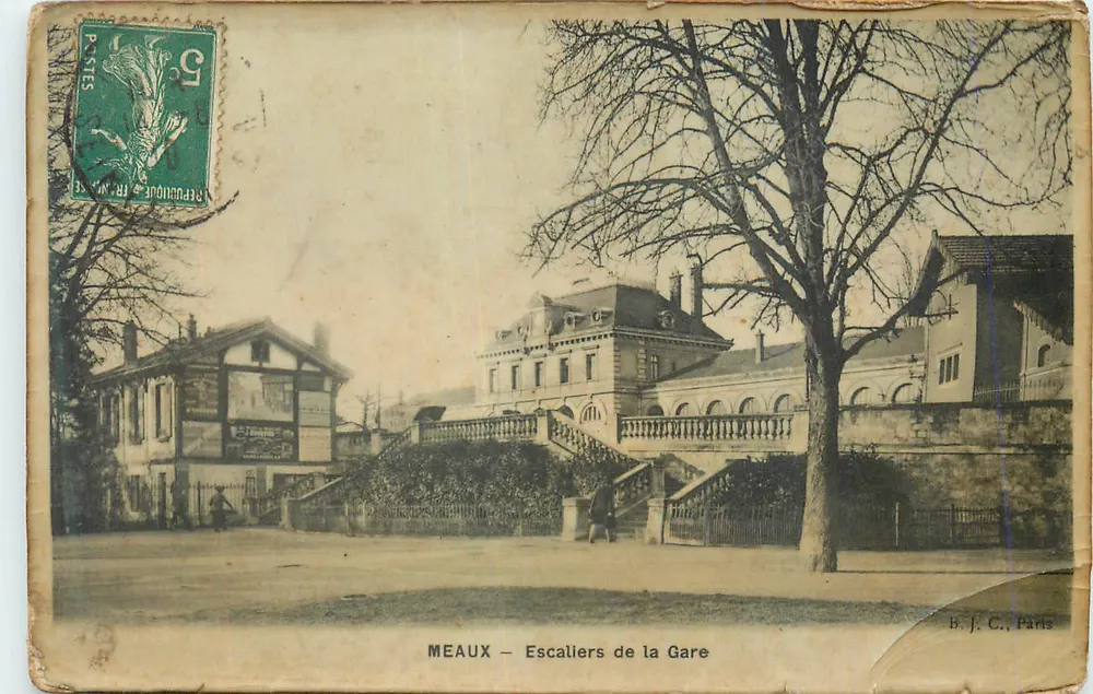 Meaux — Escaliers de la Gare — B. J. C., Paris - Frente
