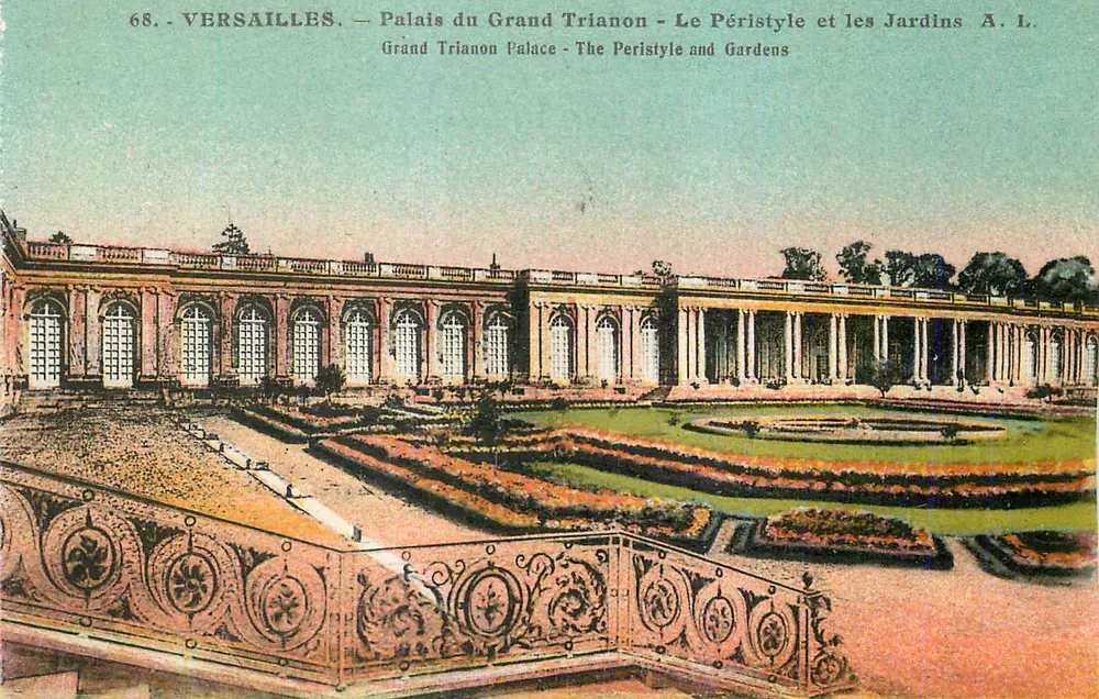 Versailles — Palast des Grand Trianon — Der Peristyl und die Gärten — A. L. - Vorderseite