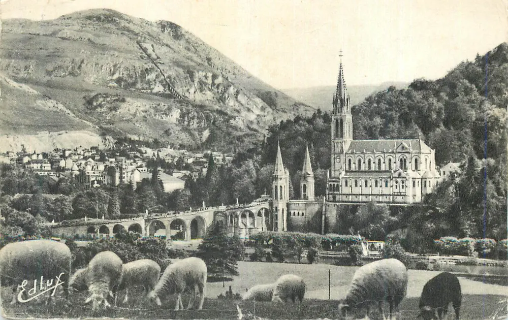 Édouard LUX — Vista da catedral e do ponte em Annecy — Editor: Edlux - Frente