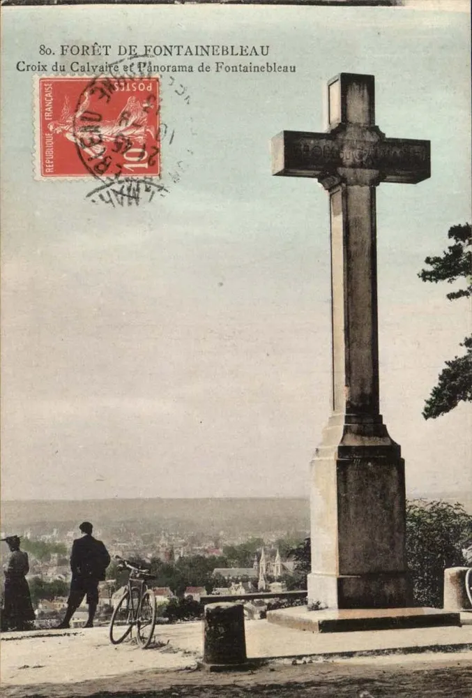 Forêt de Fontainebleau — Kreuz des Calvaire und Panorama — unbekannter Verlag, n° 80 - Vorderseite