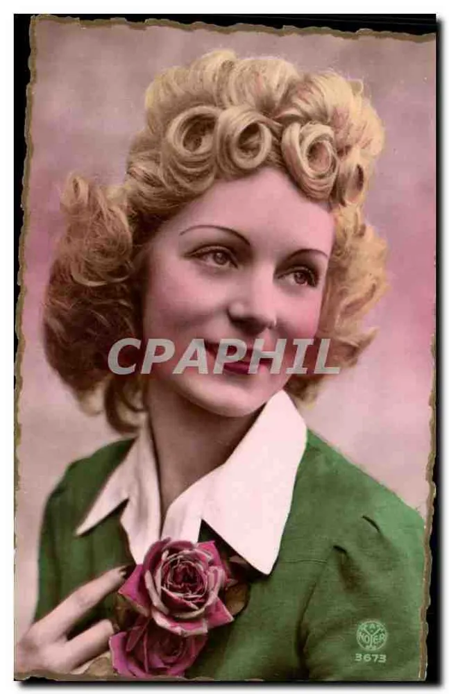 Junge Frau mit Rose — Portrait — Serie 3673, Verlag ROGER - Vorderseite