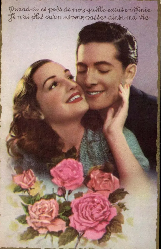 Amor e rosas — texto poético — Fotocrom, n°510 - Frente