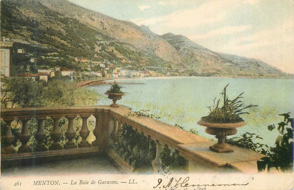 Menton — Baía de Garavan — J.H. Hennebien, n° 461 - Frente