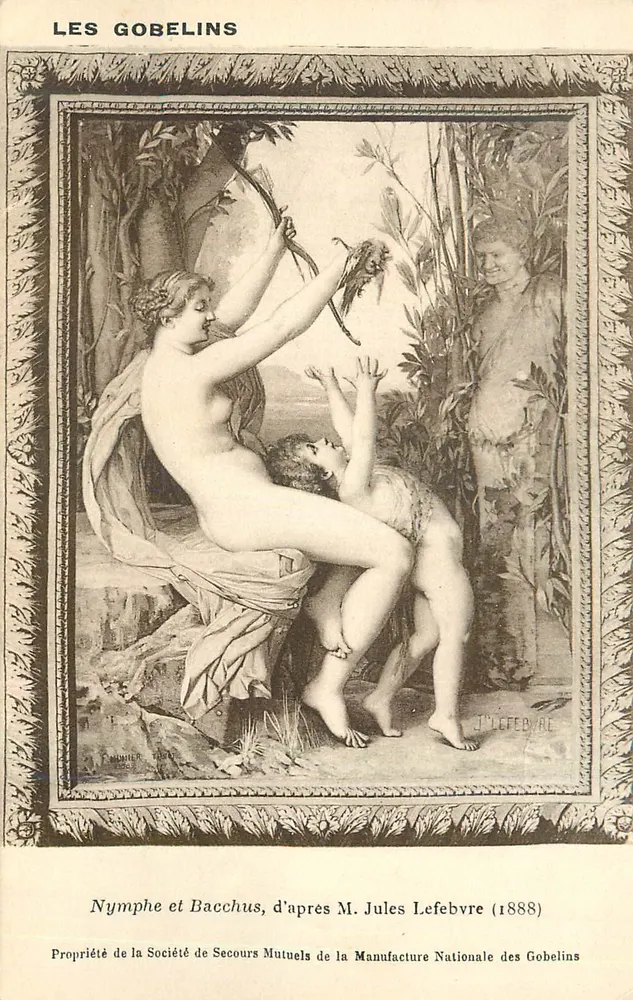Nymphen und Bacchus — nach M. Jules Lefebvre (1888) — Société de Secours Mutuels de la Manufacture Nationale des Gobelins - Vorderseite