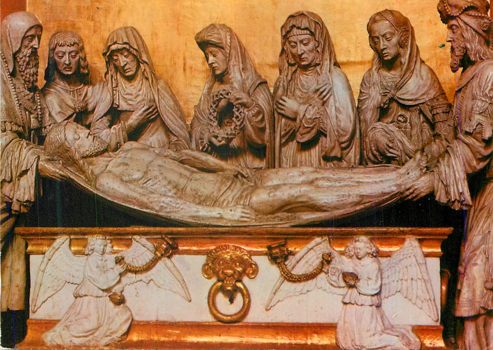 Última cena da Paixão — O Enterramento — escultura em madeira policromada - Frente