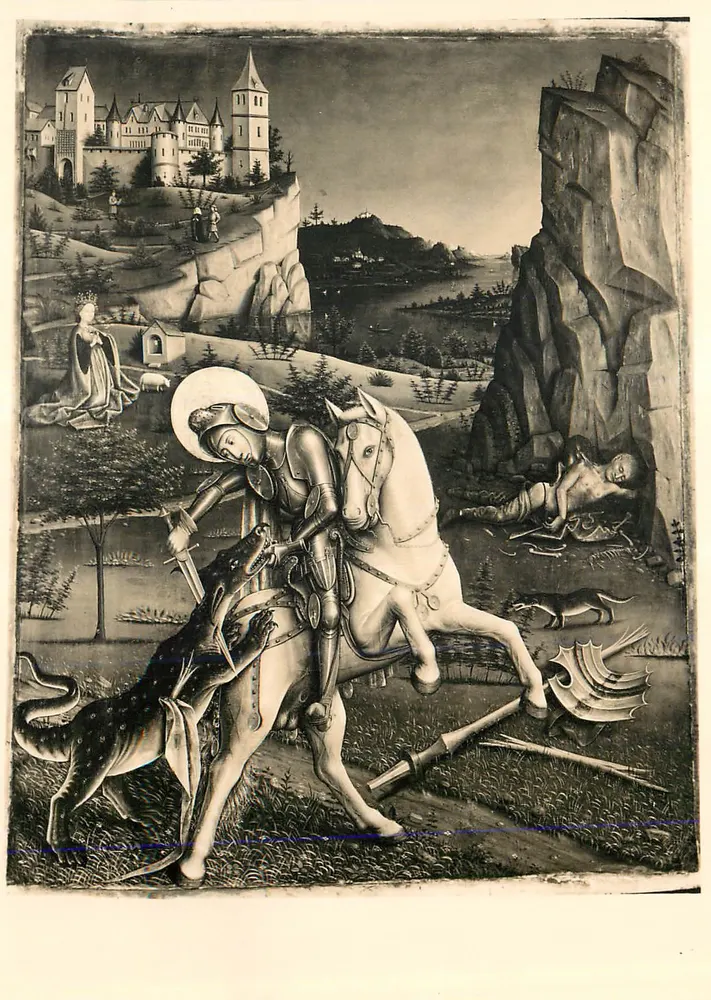 Saint George kämpft gegen den Drachen — Gravur — unbekannter Verleger - Vorderseite