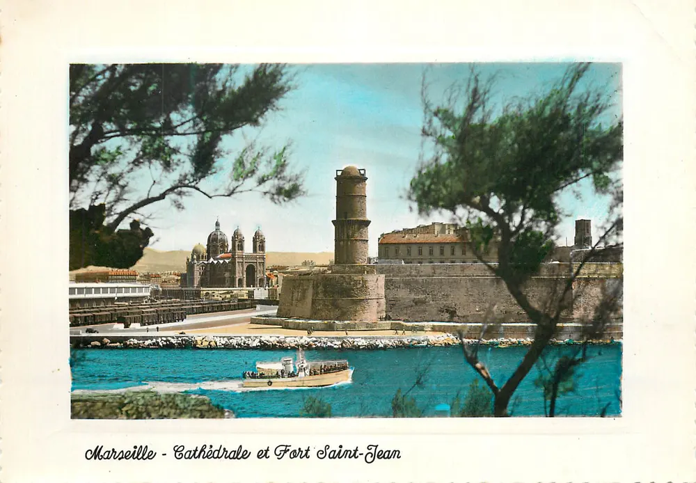 Marseille - Kathedrale und Festung Saint-Jean — Panoramablick auf den Hafen - Vorderseite