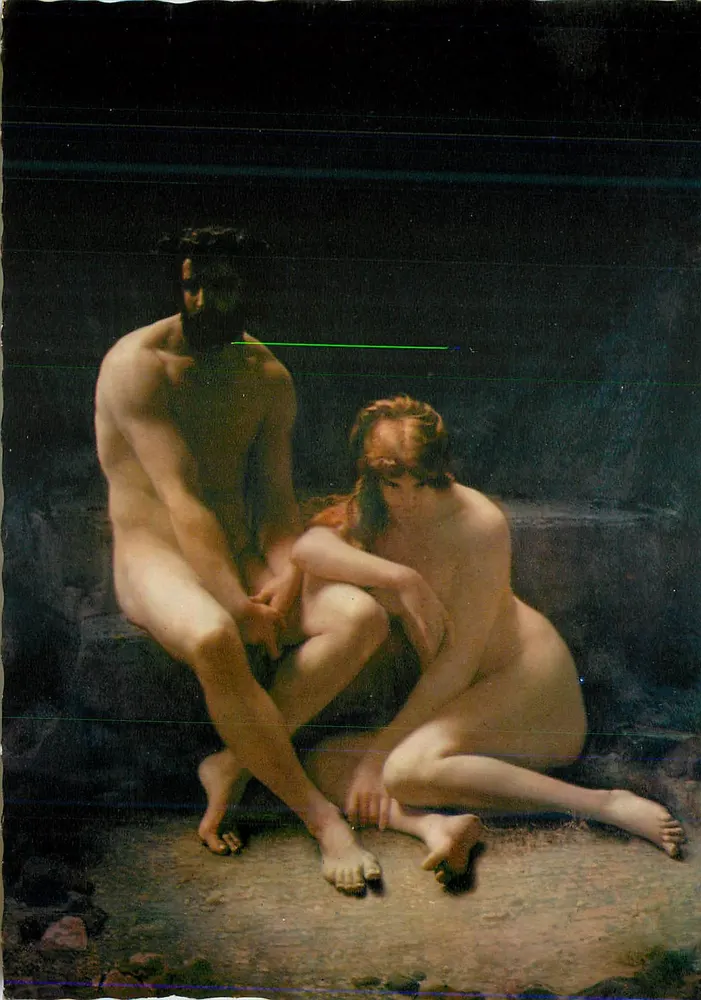 Adão e Eva — reprodução de uma pintura — editor não visível - Frente