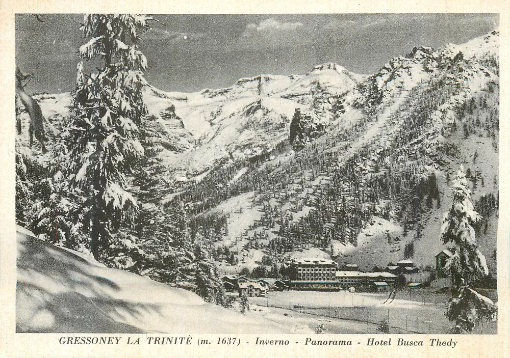Gressoney La Trinité (m. 1637) — Winter — Panorama — Hotel Busca Thedy - Vorderseite