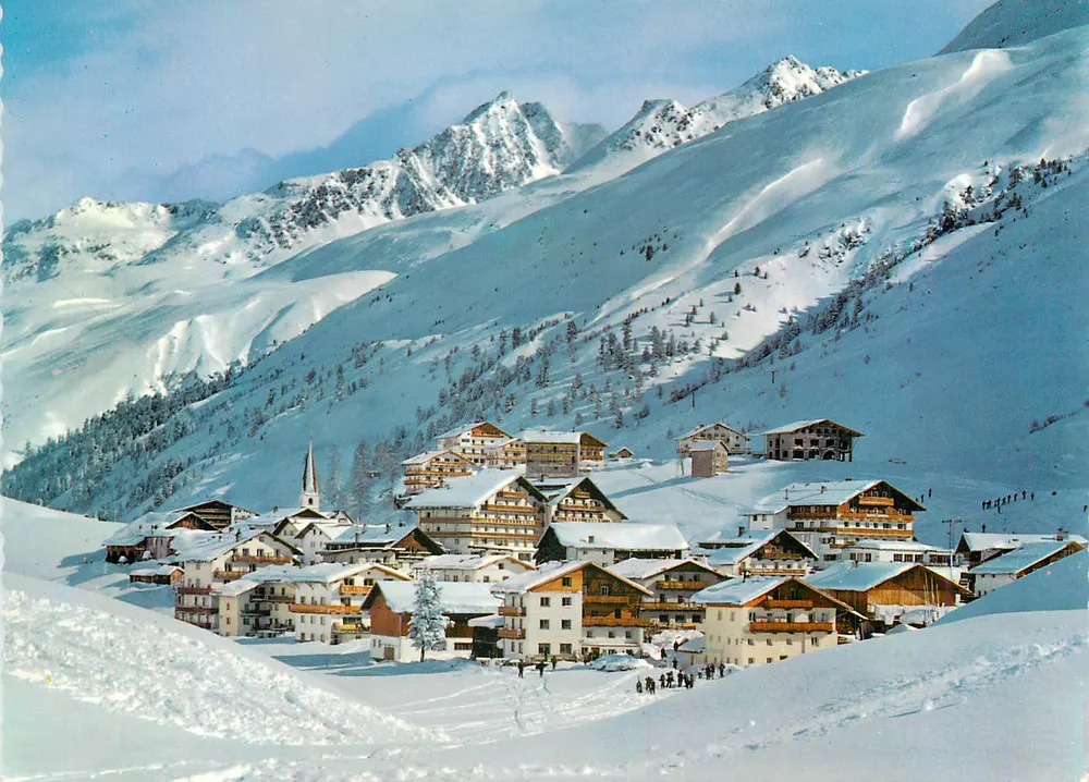 Villaggio alpino innevato — Alpi austriache — editore non identificato - Recto