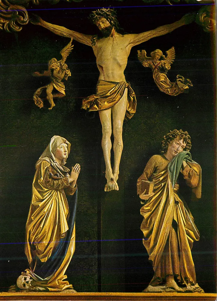 Crucificação de Jesus — escultura em madeira policromada — editor e número de série não legíveis - Frente