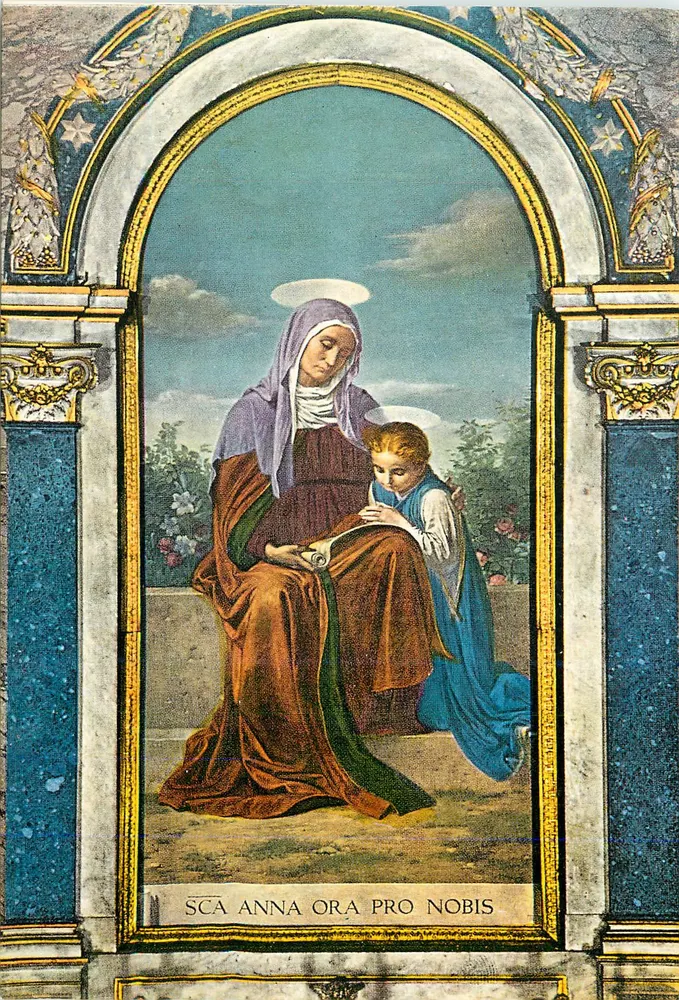Santa Ana e o Menino Jesus — ilustração religiosa — editor desconhecido - Frente