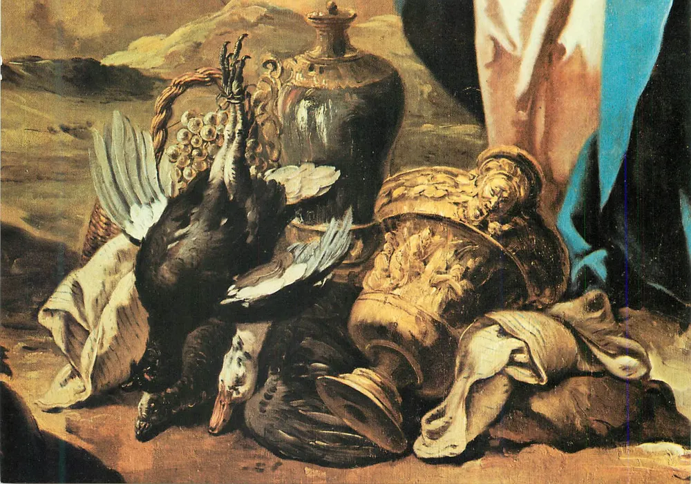 Stille Lebens mit Vögeln und Kunstgegenständen — Detail einer Malerei — Verleger unbekannt, Seriennummer 57 - Vorderseite