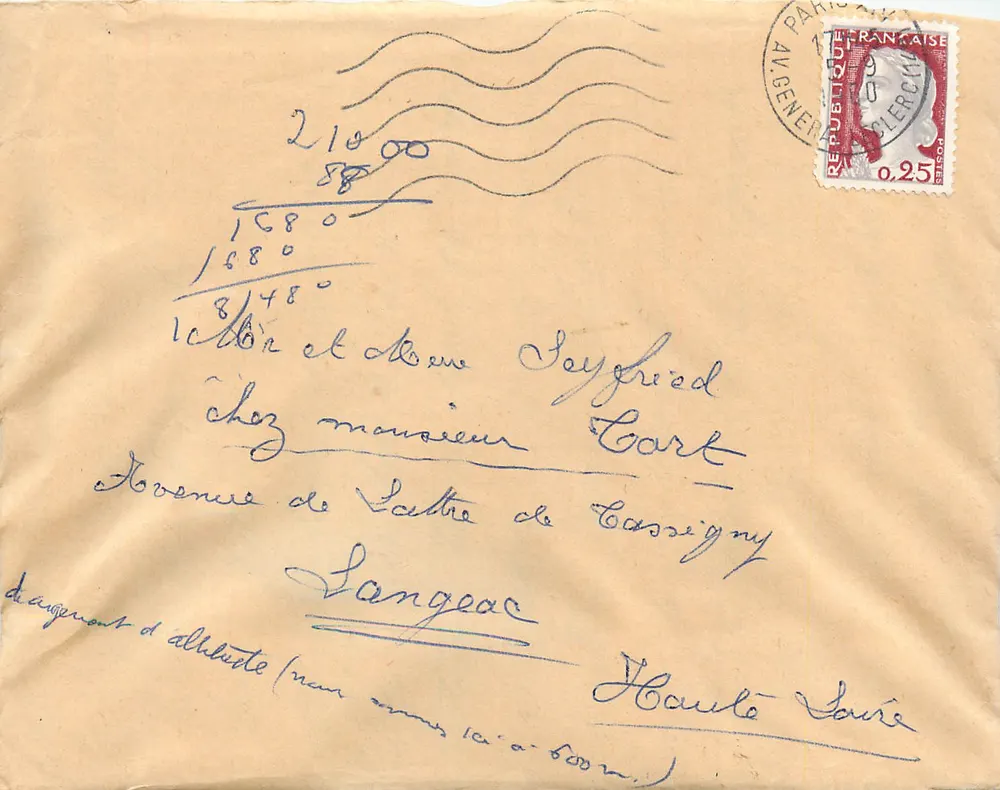 Lettera a Seyfried Cart — Haute-Saône — editore sconosciuto - Recto