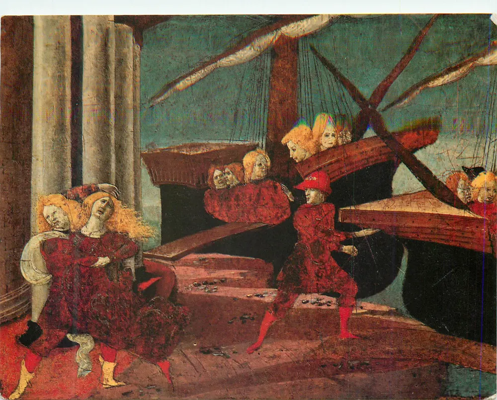Schiffs Szene — Detail einer Wandmalerei — Verleger nicht sichtbar - Vorderseite