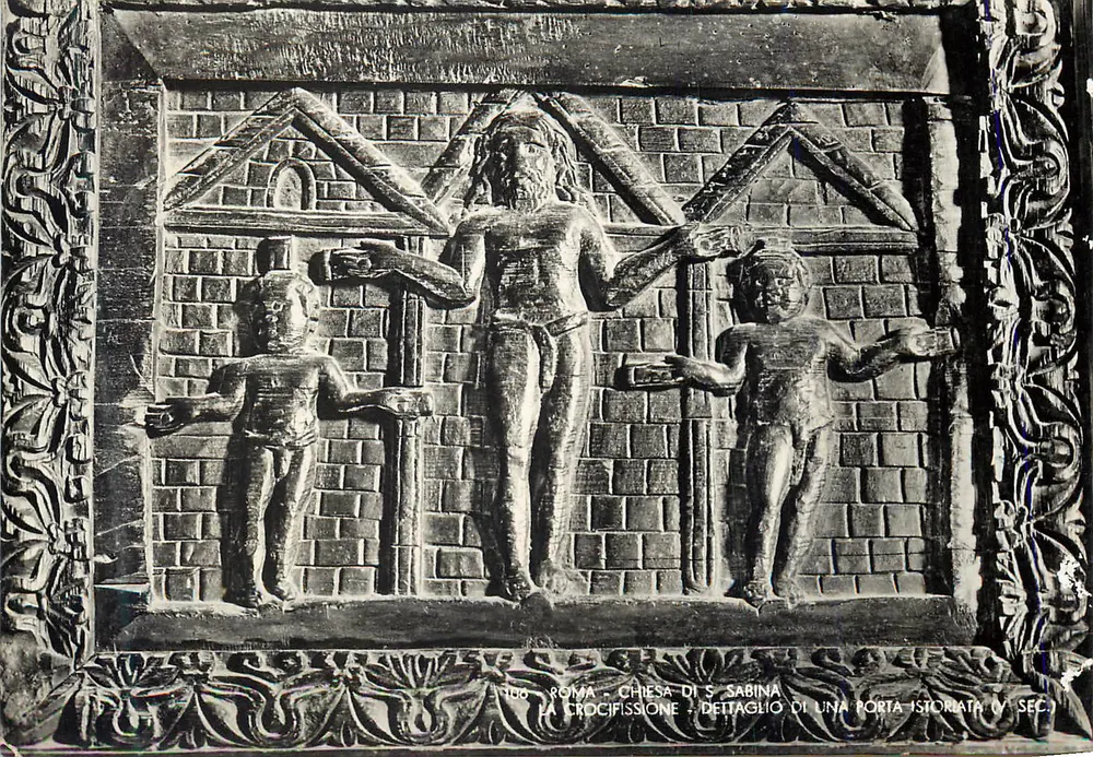 Roma - Igreja de S. Sabina - Detalhe de uma porta historiada (século VII) - Frente