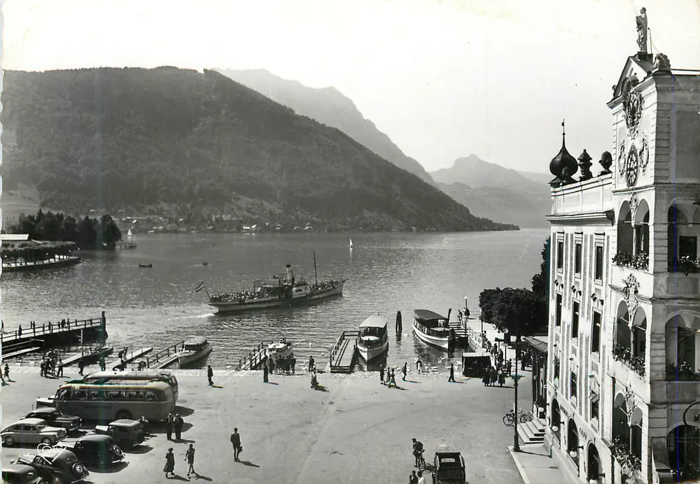 Hafen von Königssee — Ansicht des Sees und des geschmückten Gebäudes — Verleger nicht sichtbar - Vorderseite