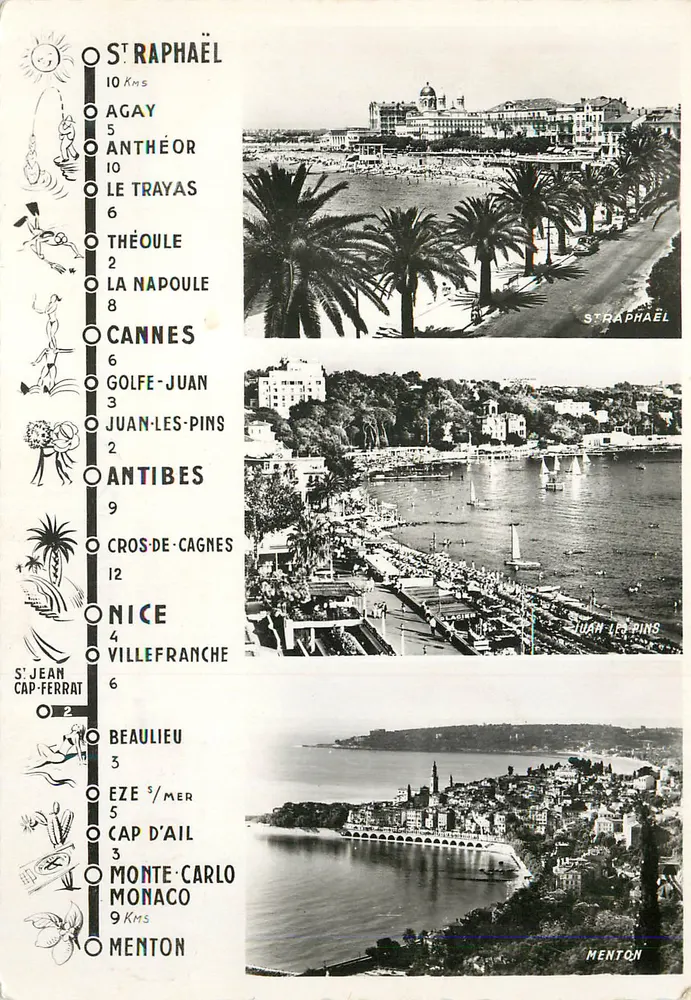 Saint-Raphaël — Ansicht der Strandpromenade und Palmen — Verlag unbekannt - Vorderseite