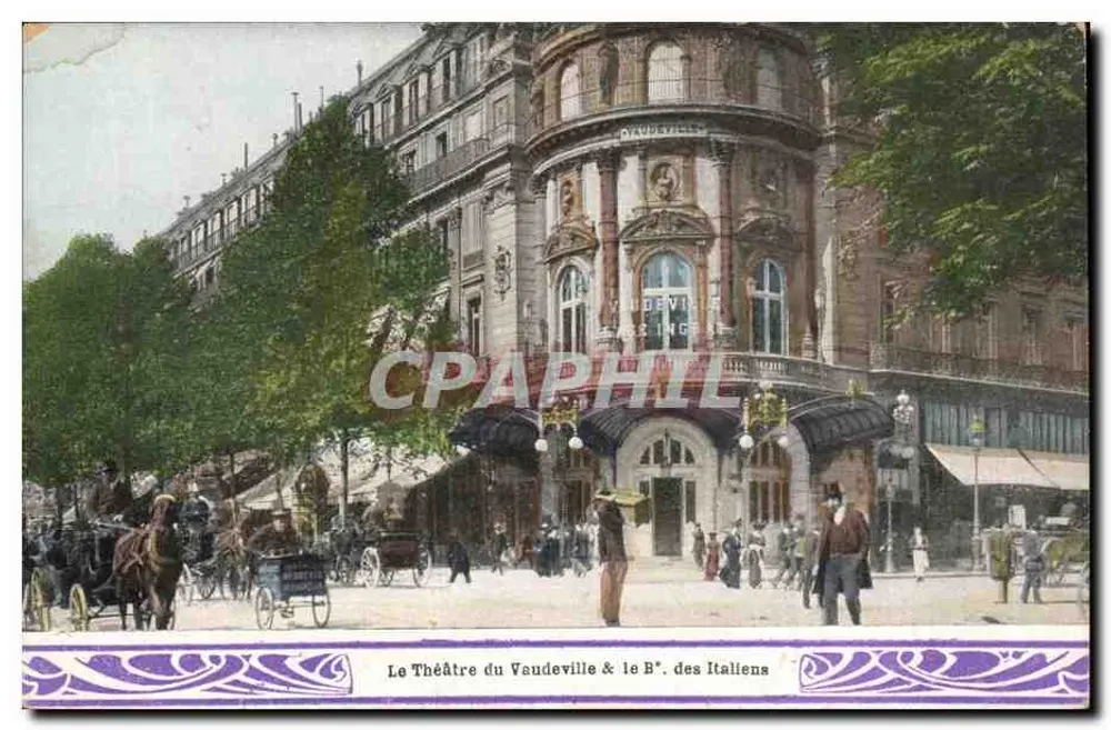 Le Théâtre du Vaudeville & le B° des Italiens — Verleger L. Denos, Paris - Vorderseite