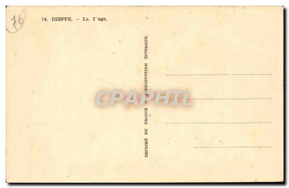 Dieppe - La Fâge — Impresso na França - Verso