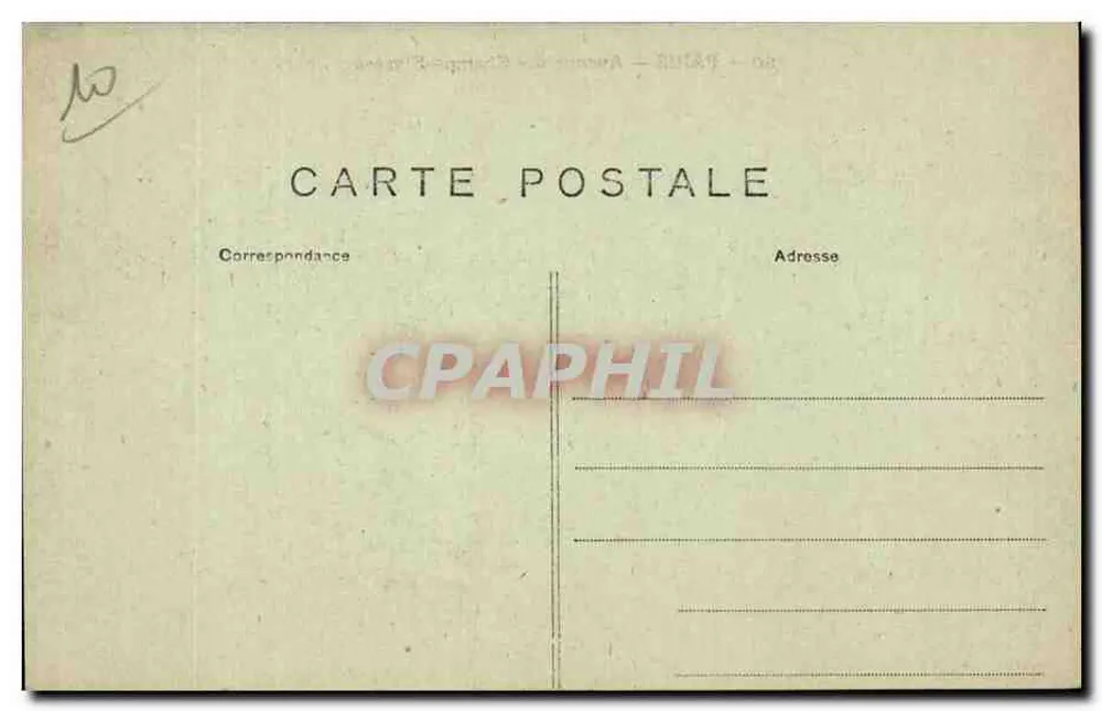 Paris — Avenida dos Campos-Élisée — D.P. n°90 - Verso