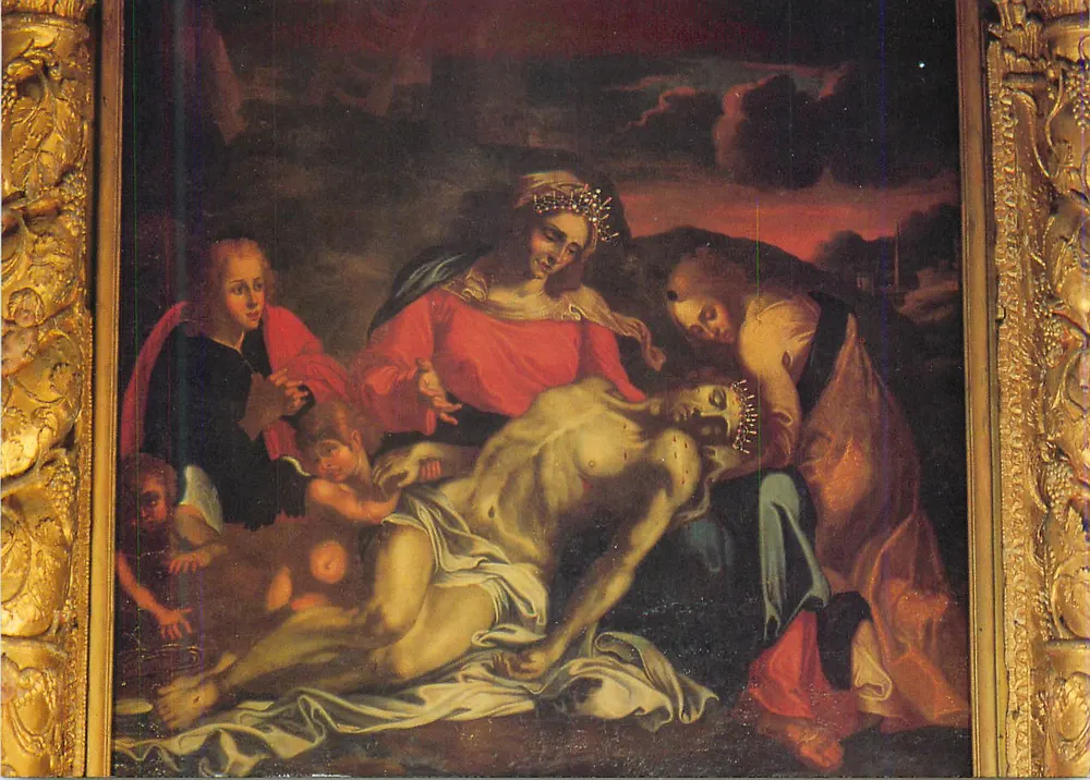 Die Pietà — religiöse Szene — gerahmte Malerei - Vorderseite