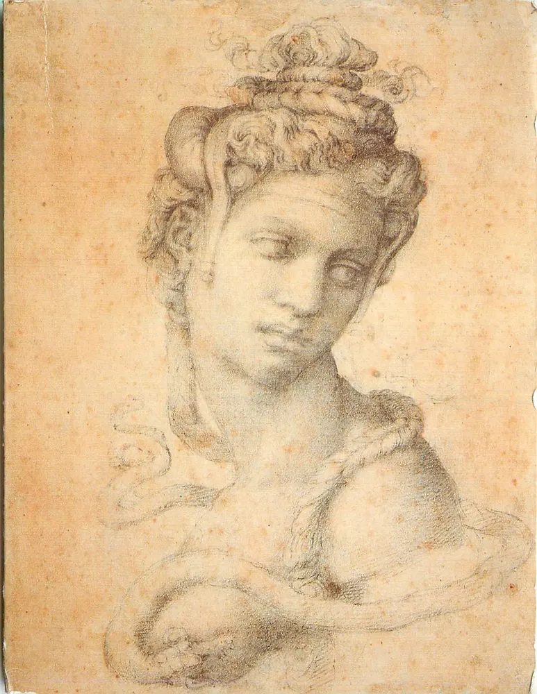 Cabeça de mulher — busto — desenho a lápis - Frente