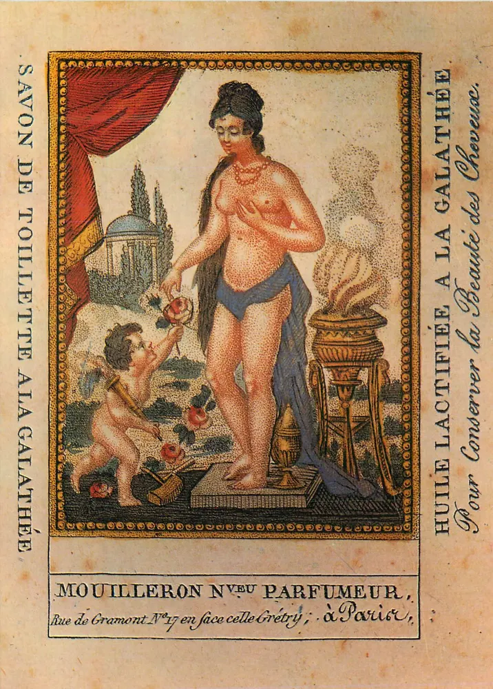 Toilettenseife Galathée — Lactierende Öle Galathée — Mouilleron N°eu Parfumeur, Rue de Gramont N°17 gegenüber von Grétry, in Paris - Vorderseite